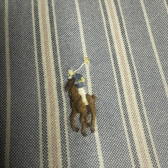 Vintage Polo Ralph Lauren Shirt Mens 3XL Tall Blue Striped Flesh Pony Easter - Picture 4 of 6